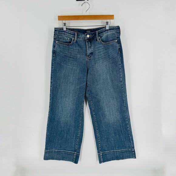 NYDJ Teresa Wide Leg Jeans Cropped Women’s Size 10 Medium Wash Stretch Denim - Picture 1 of 8